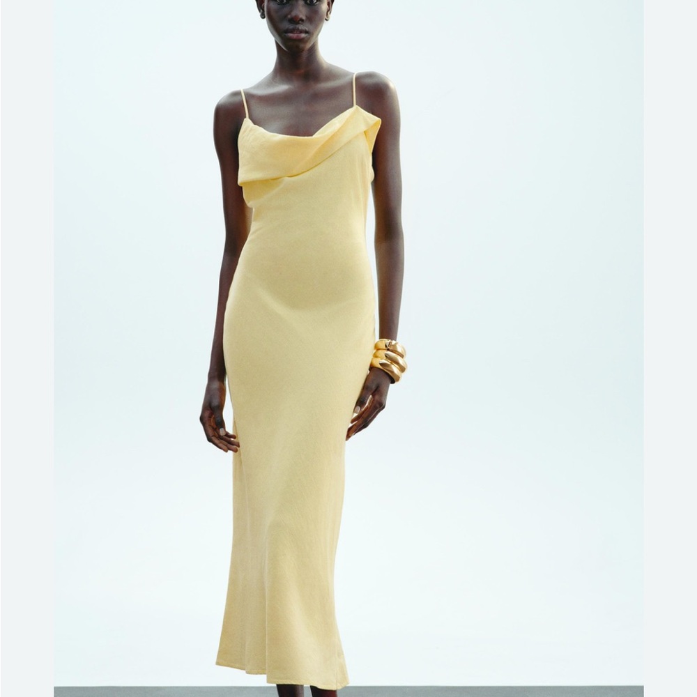 Ramie Midi Camisole Dress. Size L